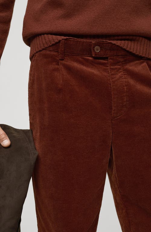 Mango Straight Leg Corduroy Pants In Russet