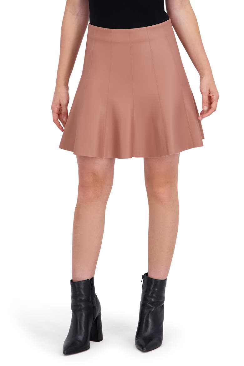 Supersoft Faux Leather Flounced Miniskirt, Main, color, MOCHA