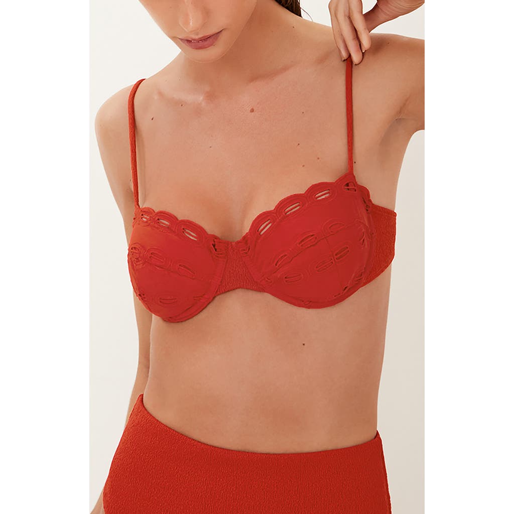 Vix Swimwear Naya Nissi Cotton Eyelet Underwire Bikini Top In Red