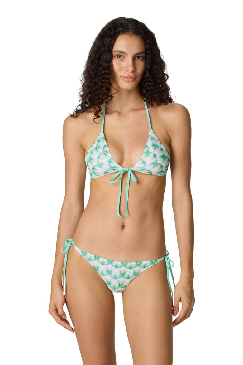 Triangle Bikini In Viscose With Floral Motif, Main, color, Green Multi