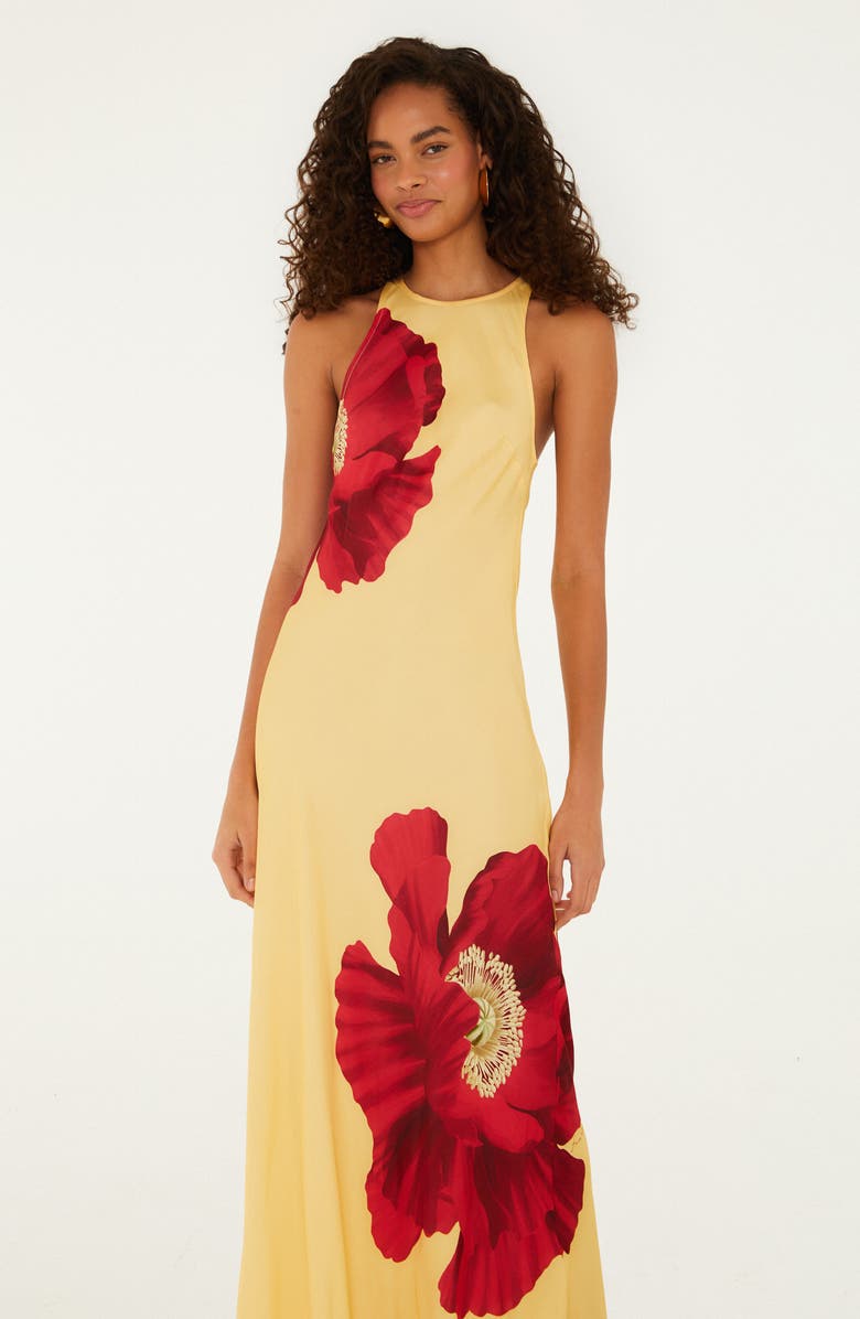 FARM Rio Poppy Flowers Maxi Dress, Alternate, color, Yellow