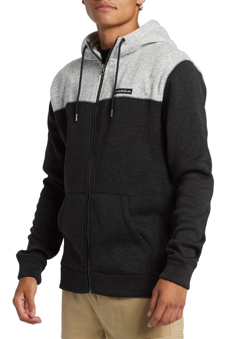Keller Colorblock Fleece Lined Zip Hoodie, Alternate, color, BLACK HEATHERDNU
