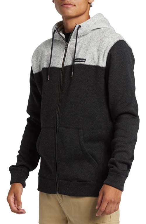 Quiksilver Keller Colorblock Fleece Lined Zip Hoodie In Black