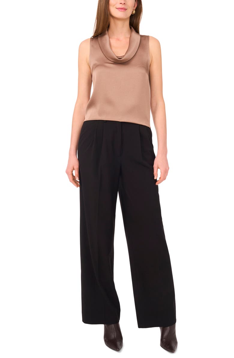 Vince Camuto Hammered Satin Sleeveless Cowl Neck Top, Alternate, color, Rich Taupe