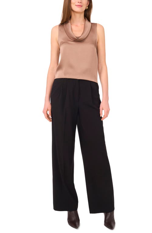 Vince Camuto Hammered Satin Sleeveless Cowl Neck Top In Brown
