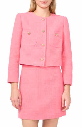 CeCe Collarless Tweed Jacket