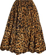 Alaïa Animal Print Nylon Taffeta Bubble Midi Skirt