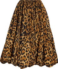 Alaïa Animal Print Nylon Taffeta Bubble Midi Skirt