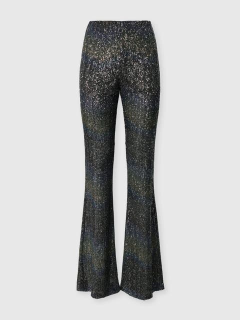 Flare Trousers With Woven Greek Key Motif