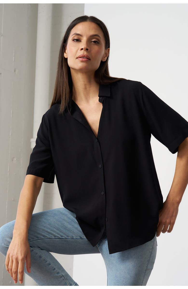 Franne Golde Easy Elbow-Sleeve Lightweight Shirt, Main, color, 