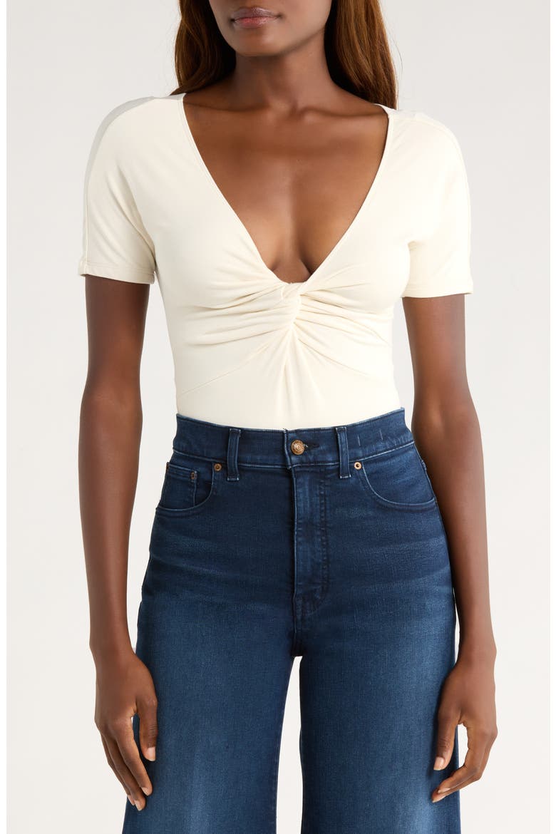 Twist Front Jersey Bodysuit, Main, color, ECRU003