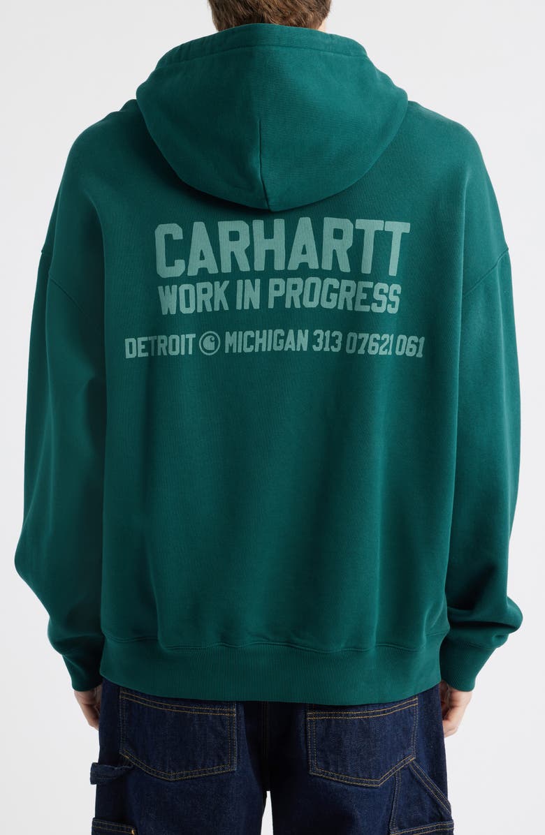 Carhartt Work In Progress Distance Cotton Graphic Hoodie, Alternate, color, Dark Fir