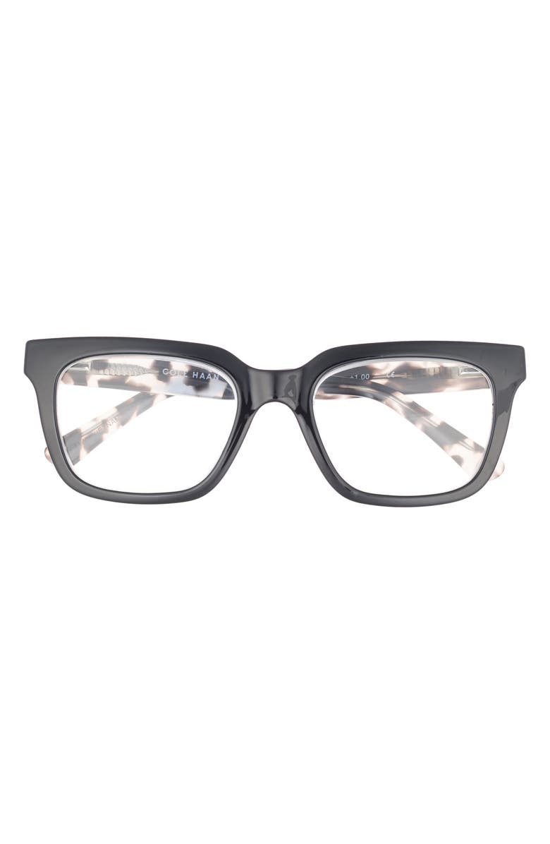 Cole Haan 51mm Square Reading Glasses, Main, color, Black