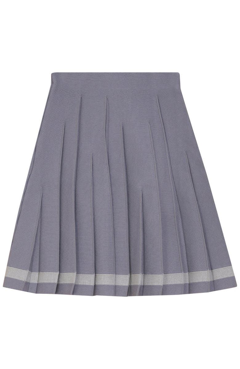 Joie De Vivre Asymmetric Pleated Covered Elastic Waistband Knit Skirt, Main, color, Medium Grey