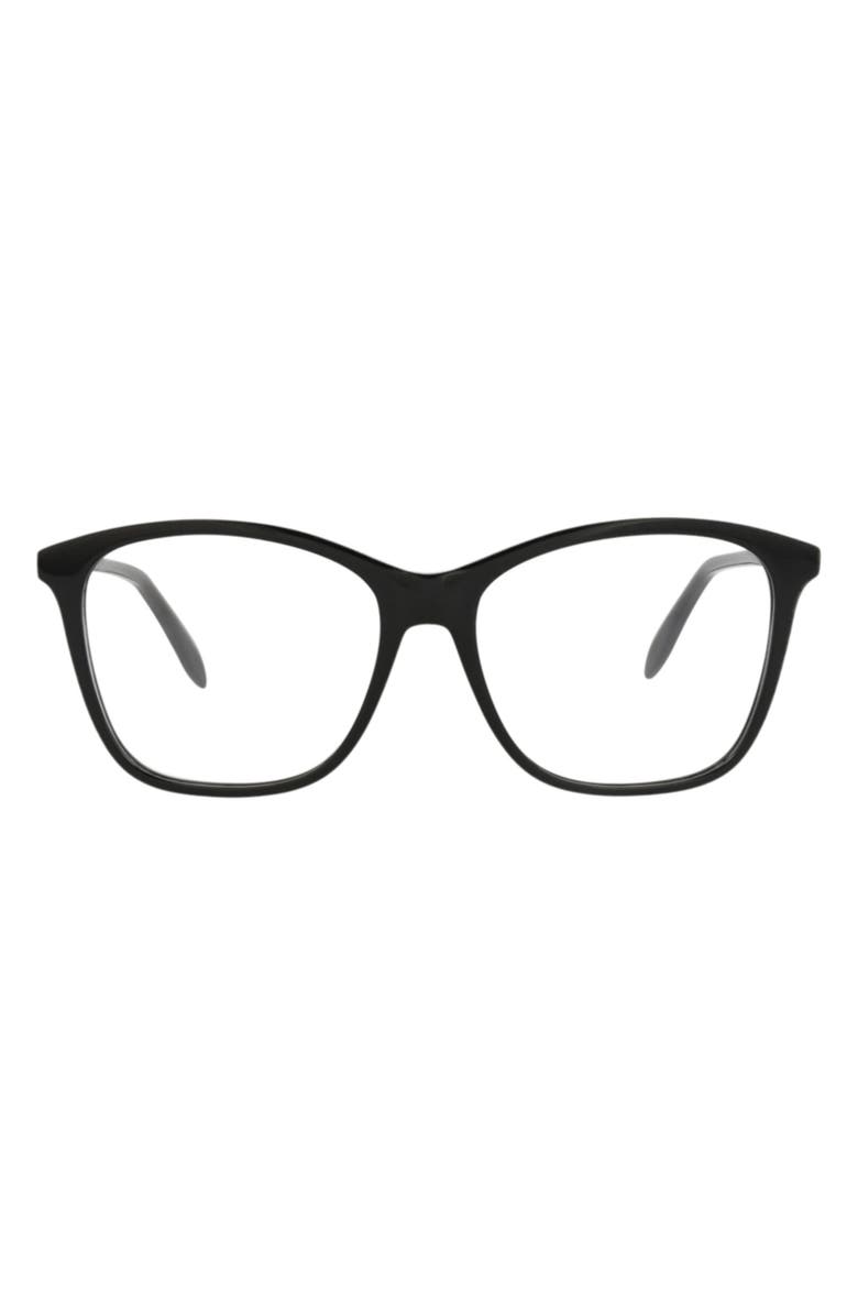 McQueen 54mm Square Optical Glasses, Main, color, Black Black Transparent