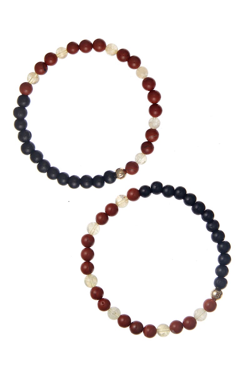Men's N61 Virility/Hormonal Balance Set of 2 Healer's Bracelets, Main, color, BLACK