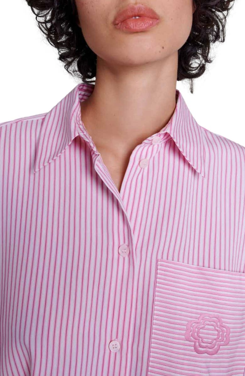 maje Riavita Tie Waist Long Sleeve Shirtdress, Alternate, color, 