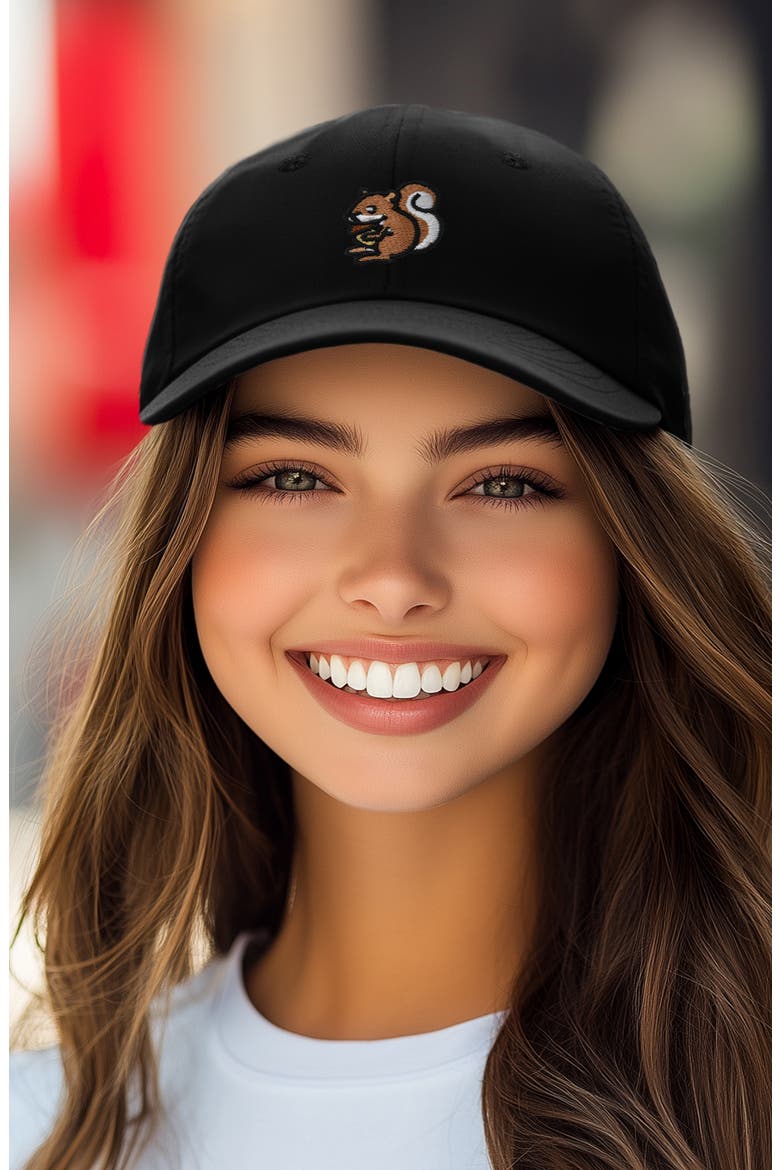 Squirrel Embroidered Outdoor Cap, Alternate, color, Black
