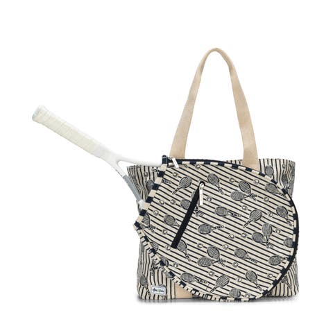 Court Classic Tennis Tote/ Navy Raquet Stripes