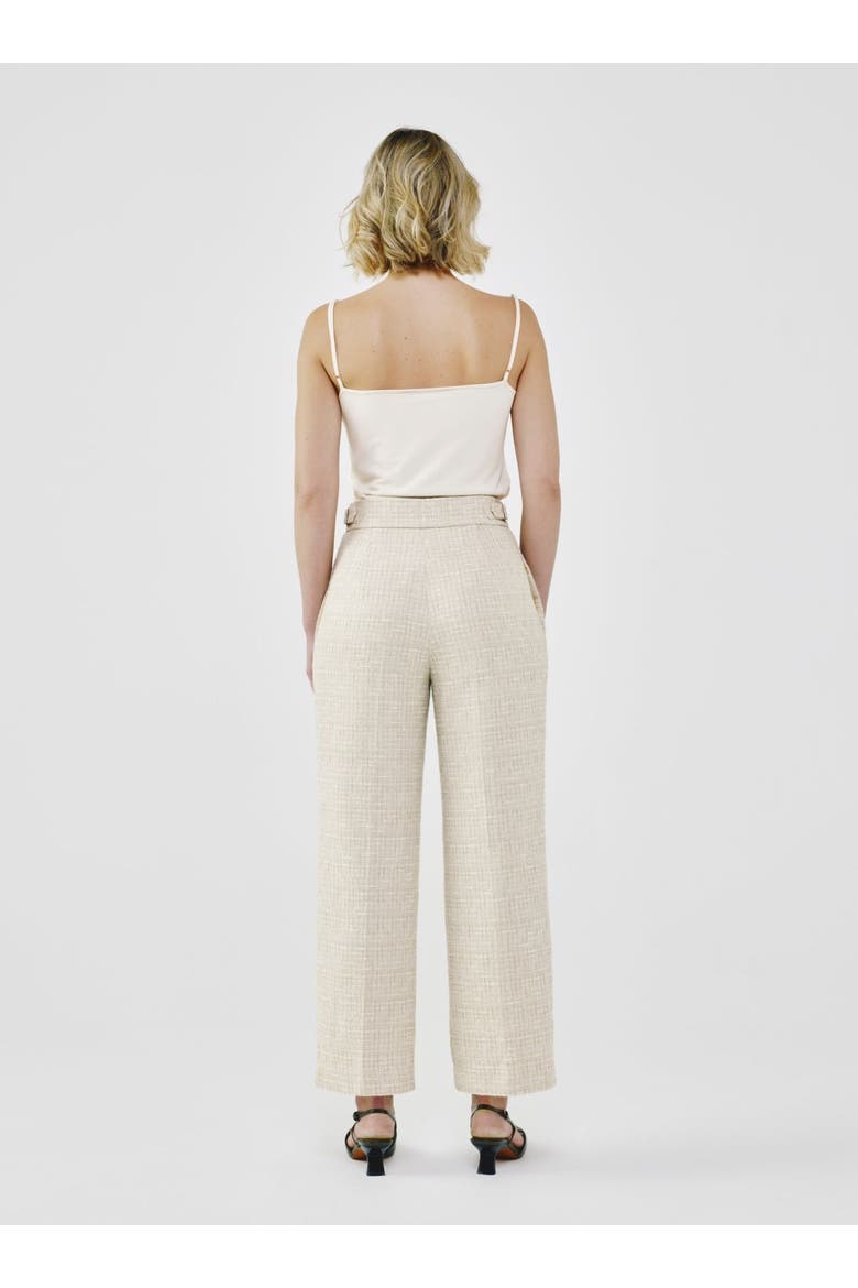 Fancy Tweed High-Waist Tailored Pants, Alternate, color, Cream