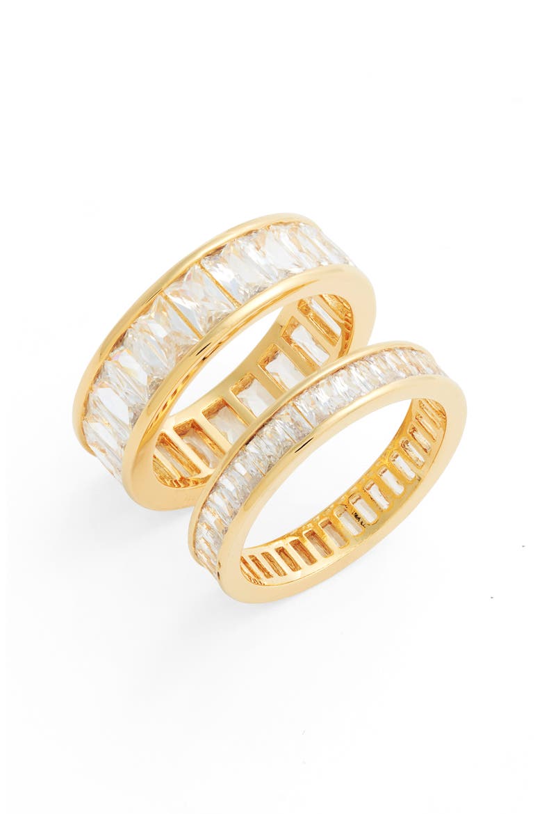Set of 2 Channel Cubic Zirconia Rings, Main, color, CLEAR- GOLD