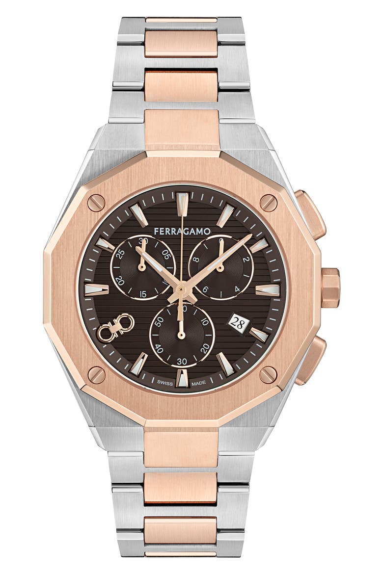 Edge Chronograph Two-Tone Bracelet Watch, 42mm, Main, color, CHROME TWO TONE