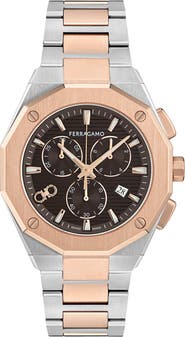 FERRAGAMO Edge Chronograph Two-Tone Bracelet Watch, 42mm
