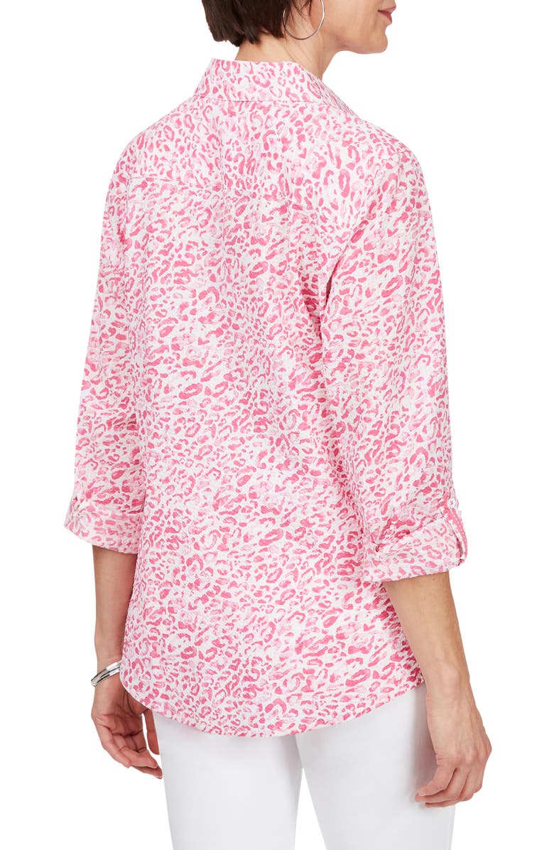 Foxcroft Zoey Leopard Print Seersucker Shirt, Alternate, color,