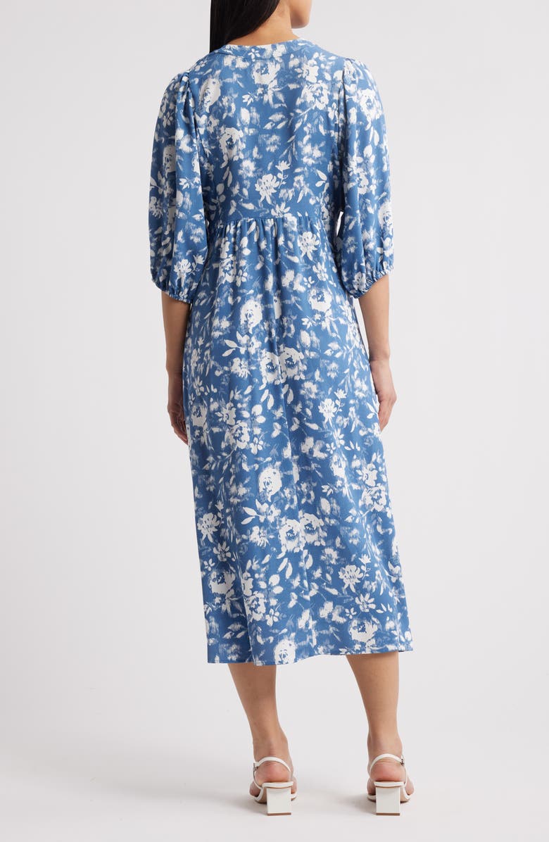 Connected Apparel Puff Sleeve Midi Dress, Alternate, color, 