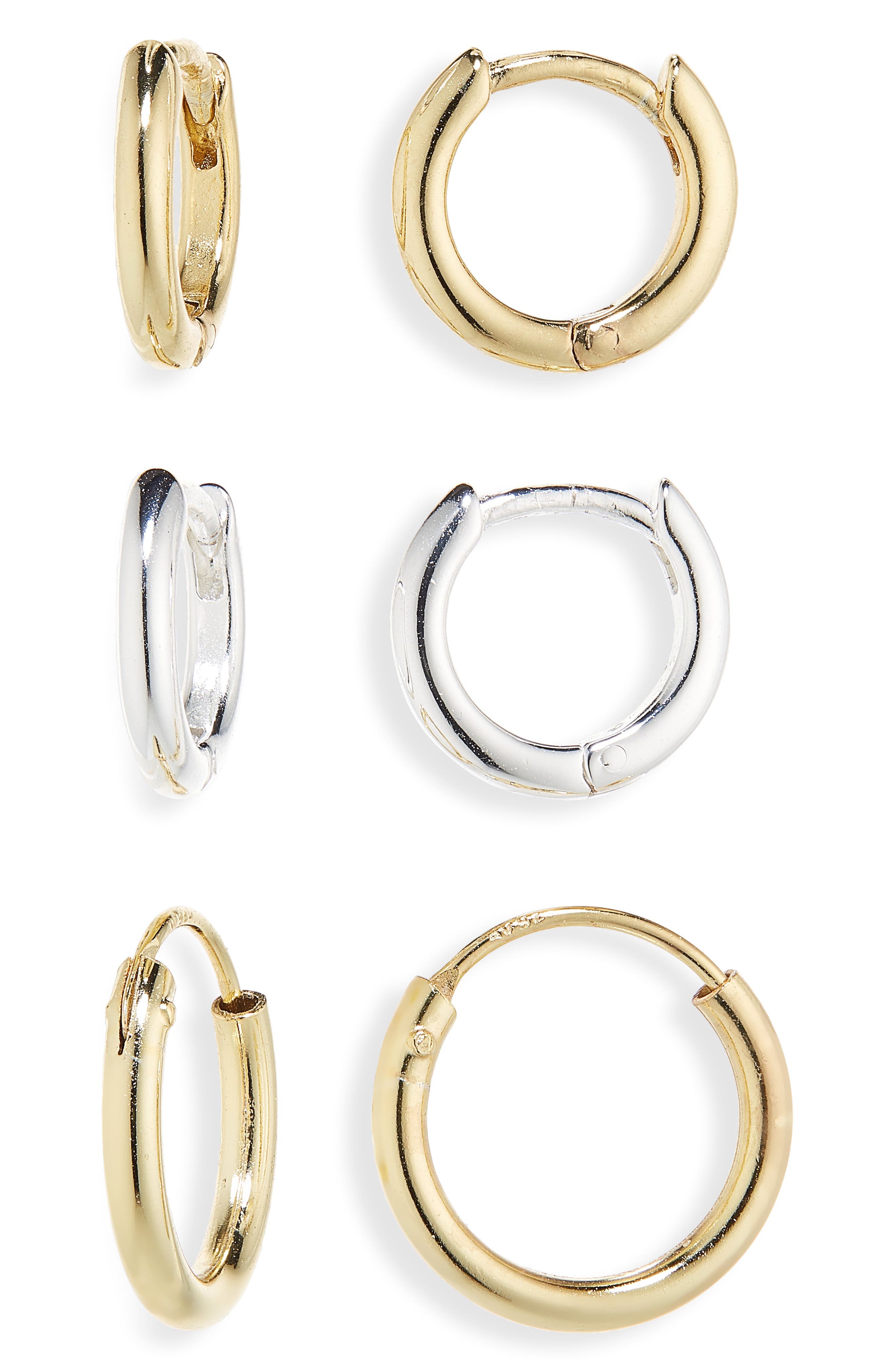 ARGENTO VIVO 3-Pack Huggie Hoop Earrings Set