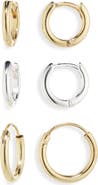 ARGENTO VIVO 3-Pack Huggie Hoop Earrings Set