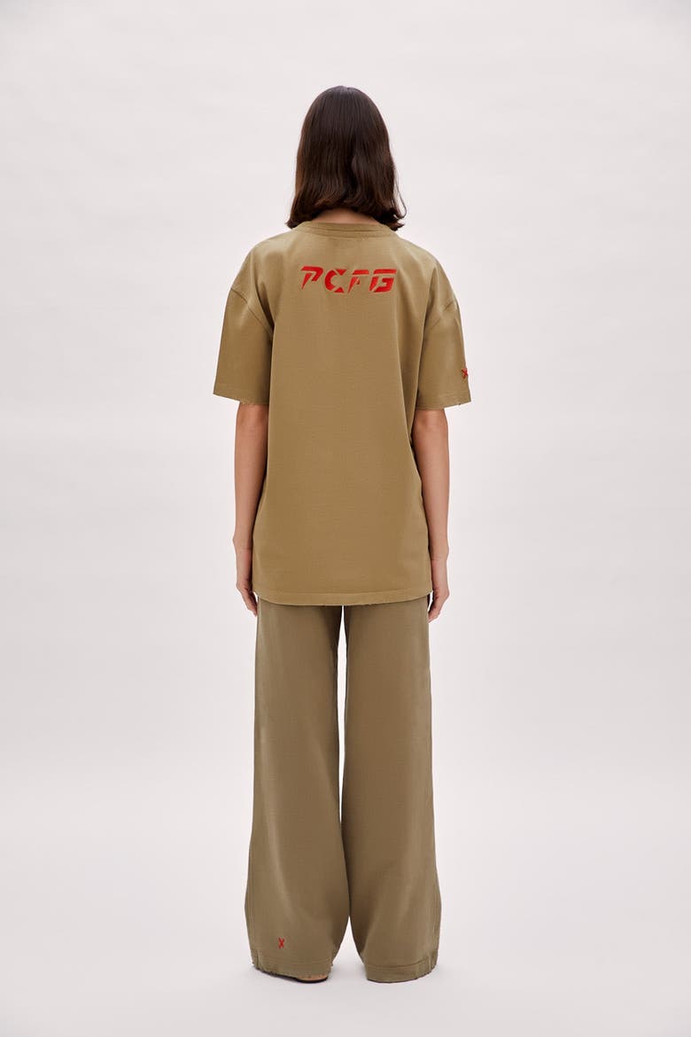 Cotton Destroyed Logo Tee, Alternate, color, COVERT GREEN