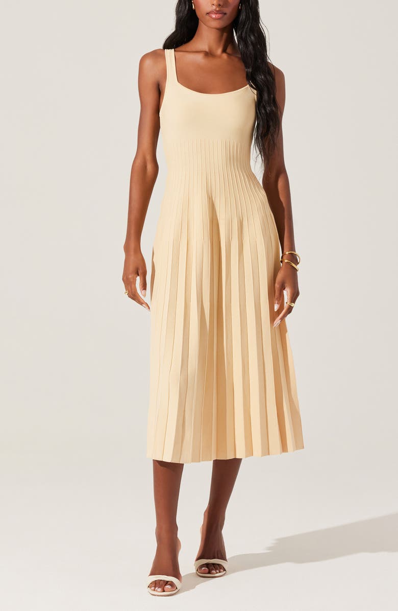 ASTR the Label Aylin Pleated Sweater Midi Dress, Alternate, color, Yellow