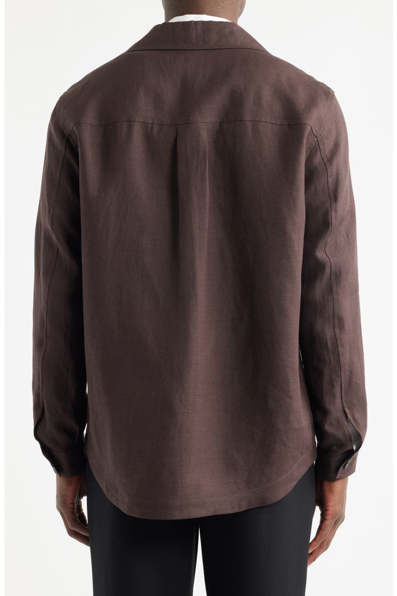 C-Carper Camp Collar Linen Button-Up Shirt, Alternate, color, DARK BROWN