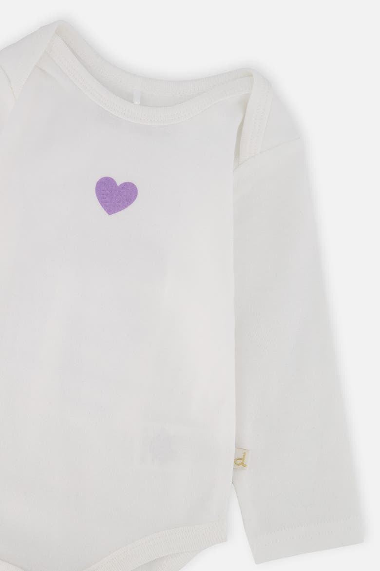 Organic Cotton Long Sleeve Heart Romper, Alternate, color, Off-White