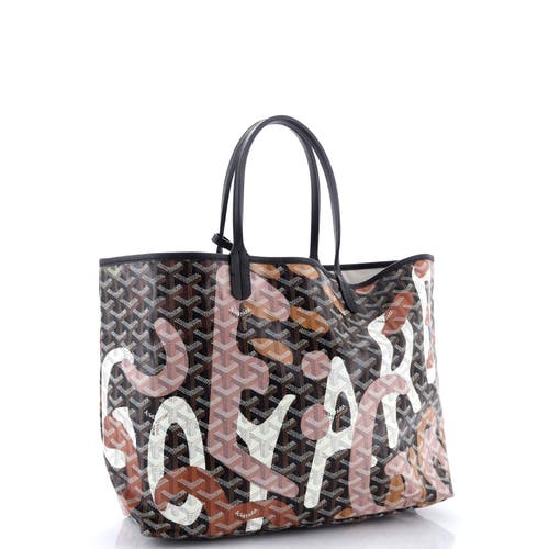 Pre-owned Goyard Goyard Saint Louis Tote Lettres Camouflage Coated Canvas Pm In Multi