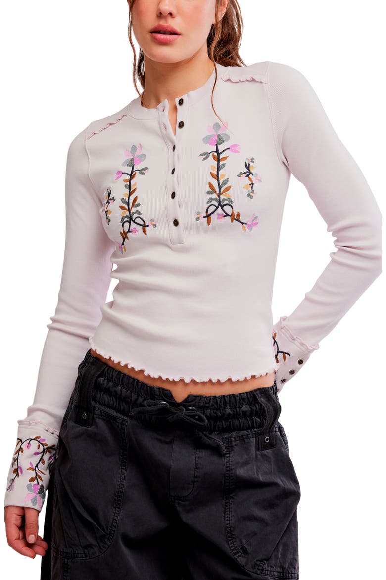 Fleur Embroidered Henley Top, Main, color, LAVENDER COMBO