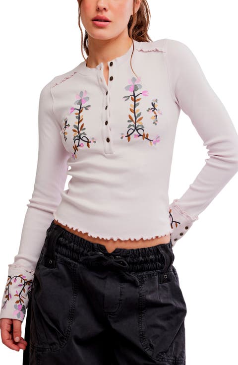 Fleur Embroidered Henley Top