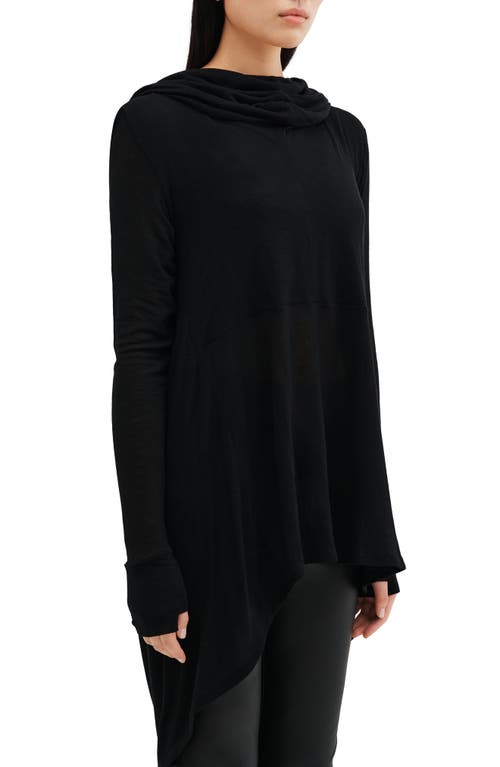 Two Lines By Marcella Berkeley Hooded Tunic Top In Black