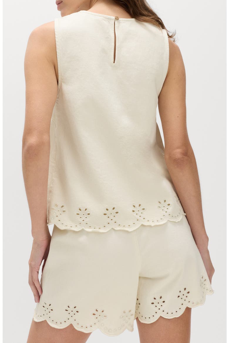 Denim Cutwork Tank, Alternate, color, IVORY