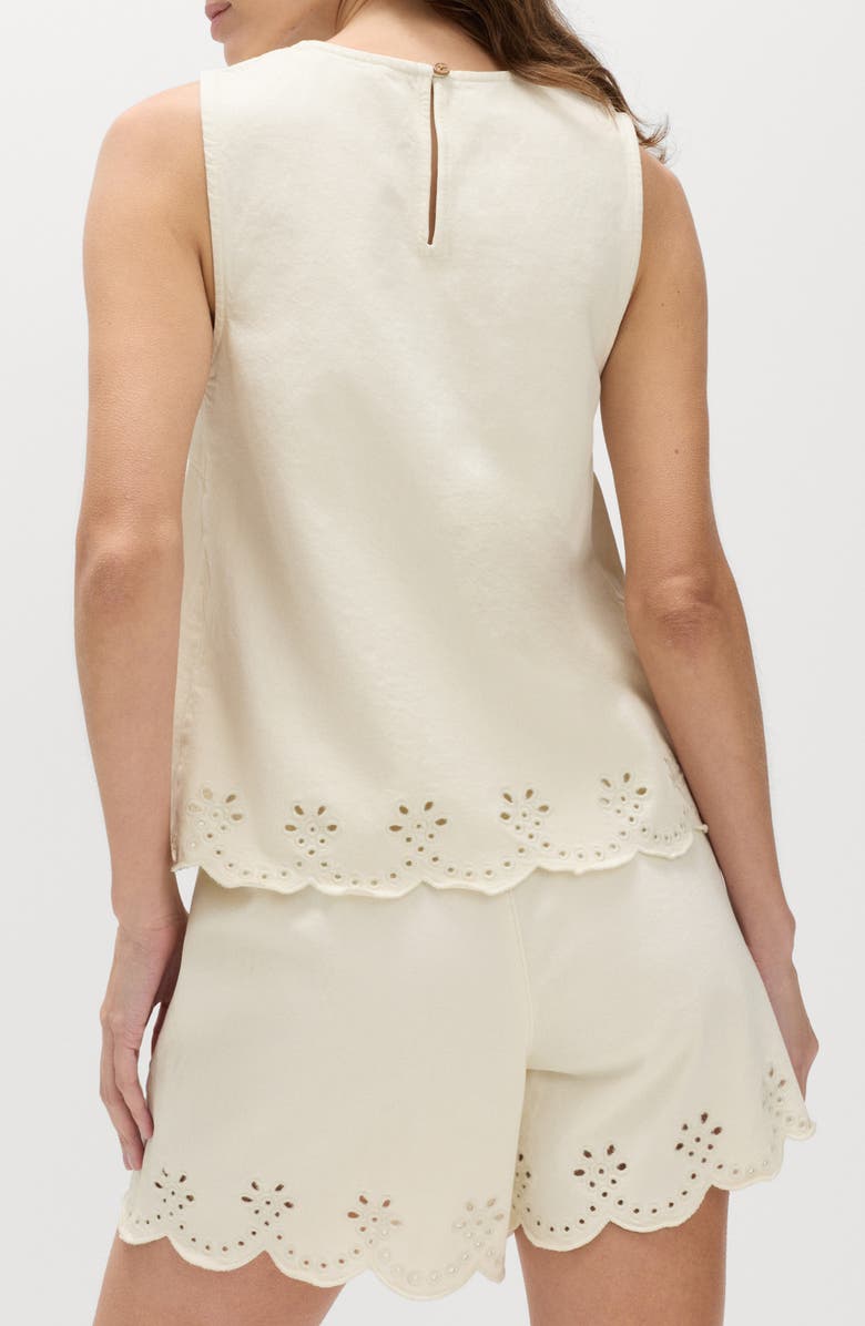 M&S Denim Cutwork Tank, Alternate, color, Ivory