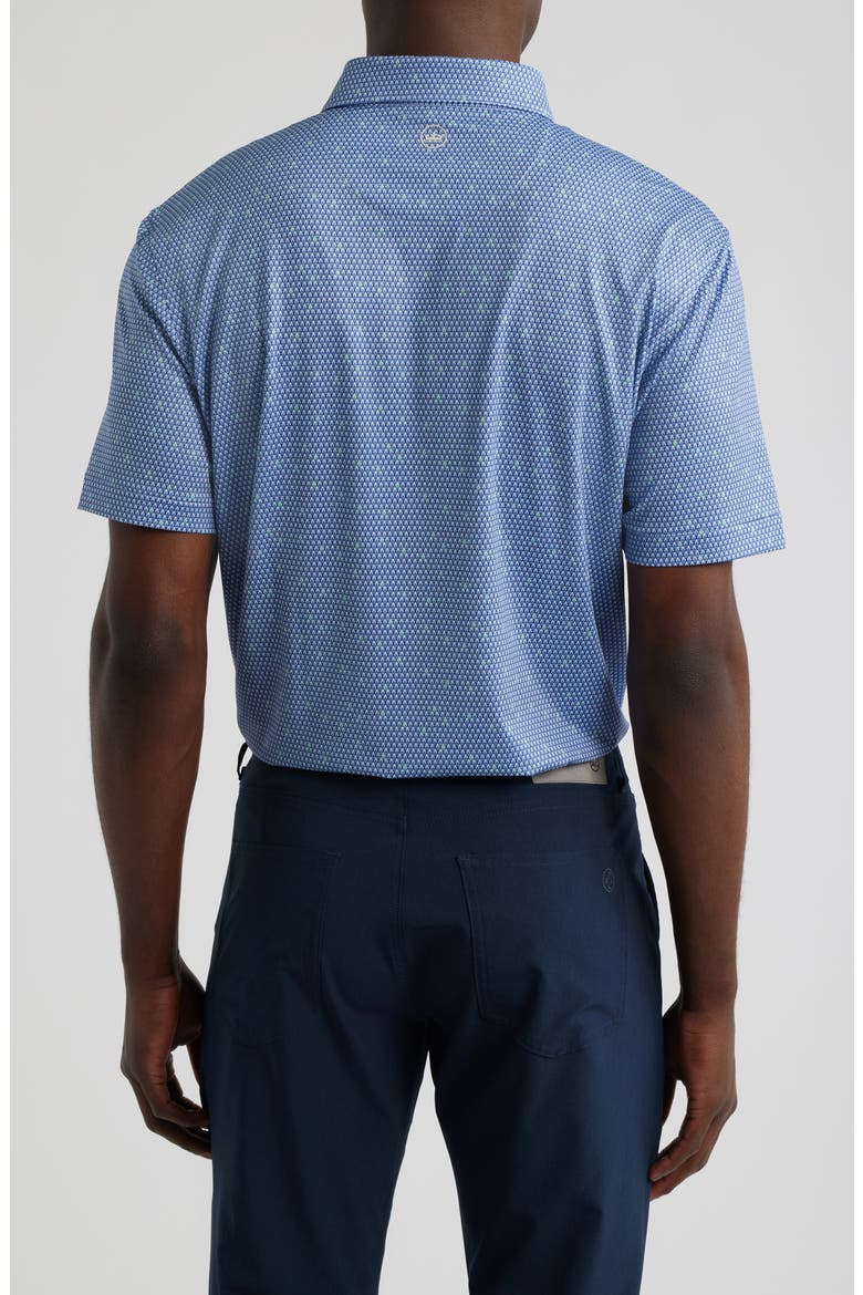 Geometric Skull Print Performance Jersey Polo, Alternate, color, WHITE/ SPORT NAVY