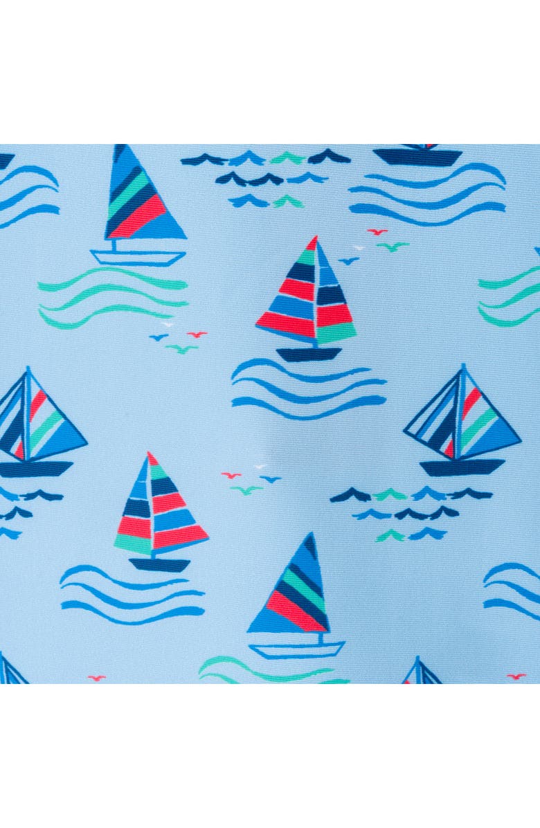 Andy & Evan Long Sleeve One-Piece Swimsuit & Sun Hat, Alternate, color, Navy