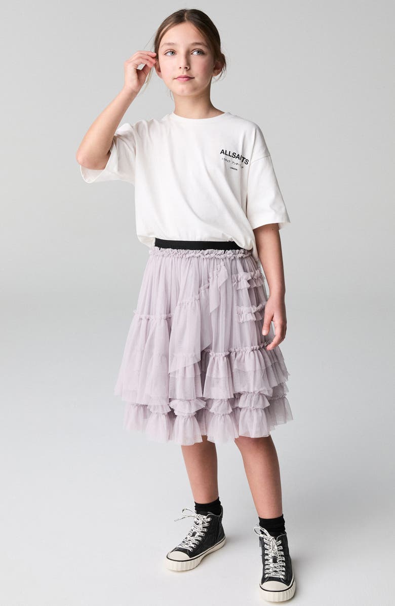 smALLSAINTS by ALLSAINTS Kids' Asymmetric Ruffle Tulle Skirt, Alternate, color, Purple