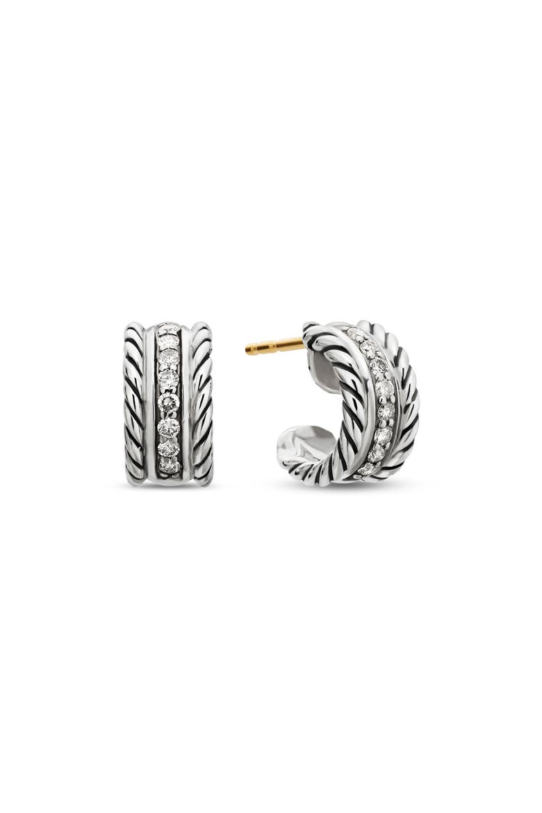 Cable Classics Extra Small Earrings with Diamonds, Main, color, DIAMOND