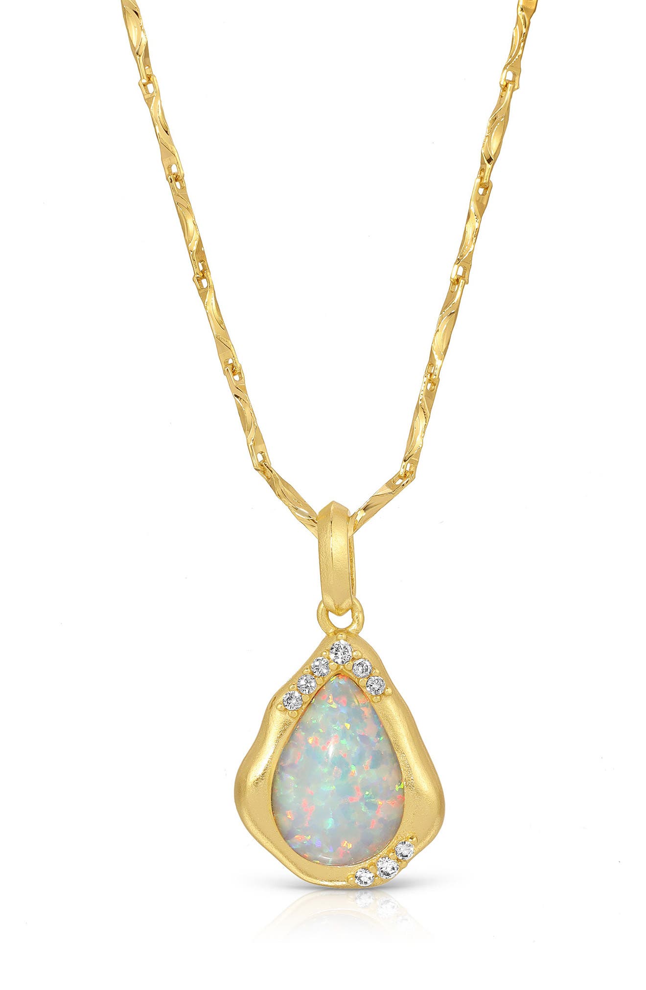 Joy Dravecky Luster Opal Pendant Necklace in Gold 