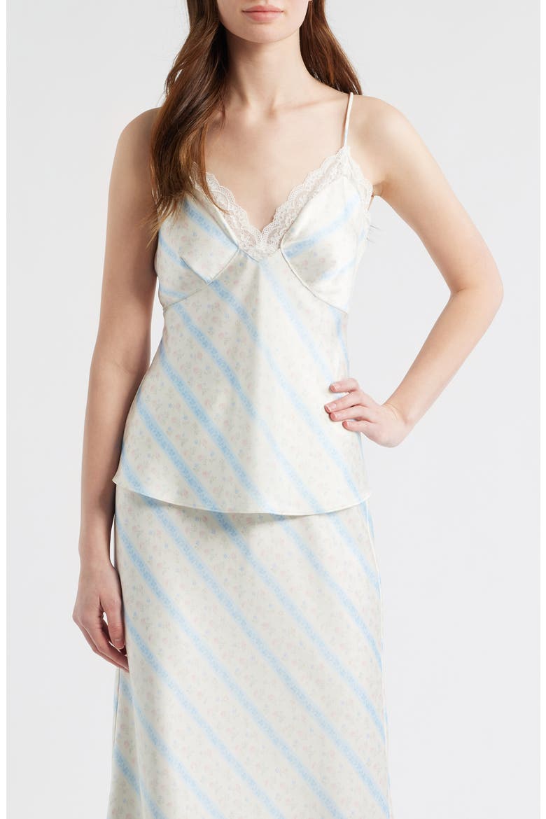 Fox Floral Satin Camisole, Main, color, COTTON SKIES