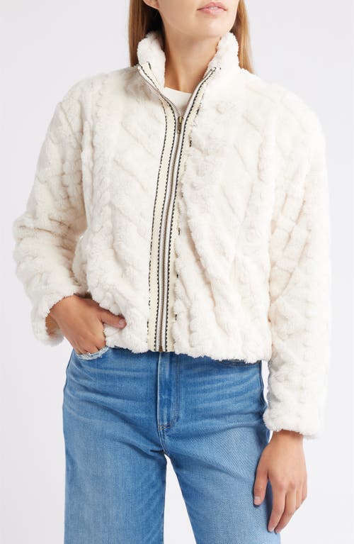 City Blues Textured Faux Fur Jacket In White