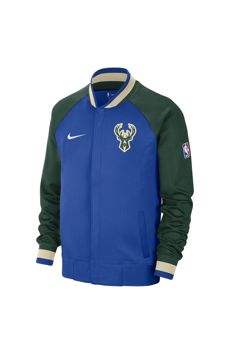 Nike Men's Nike Royal/Hunter Green Milwaukee Bucks 2022/23 City Edition Showtime Thermaflex Full-Zip Jacket, Alternate, color, 