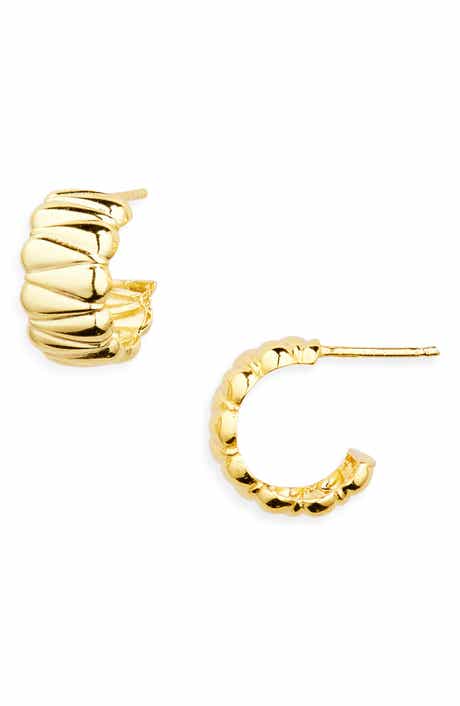 Argento Vivo Sterling Silver Quilted Hoop Earrings